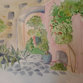 Peinture intitulée "le patio" par Nadege Frazié, Œuvre d'art originale