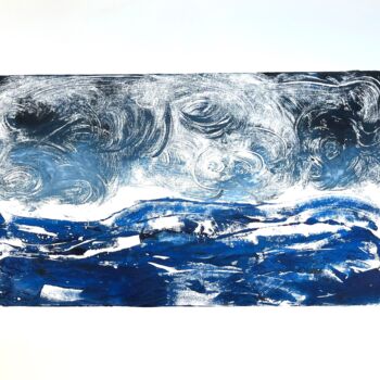 Printmaking titled "Roaring waves" by Nadej Gunalp, Original Artwork, Monotype