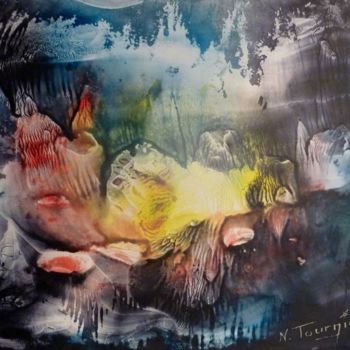 Peinture intitulée "Jardin de mer" par Nadette Tournier, Œuvre d'art originale, Huile