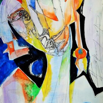 Schilderij getiteld "Existential portrai…" door Nadezda Baruns, Origineel Kunstwerk, Aquarel