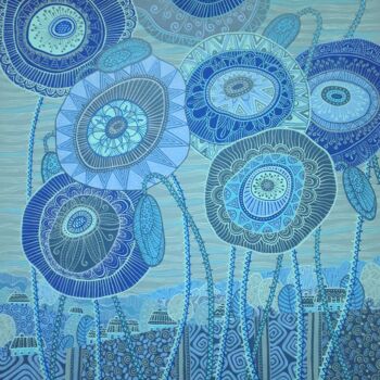 Painting titled "Blue mirage" by Nadezda Danilova, Original Artwork, Acrylic