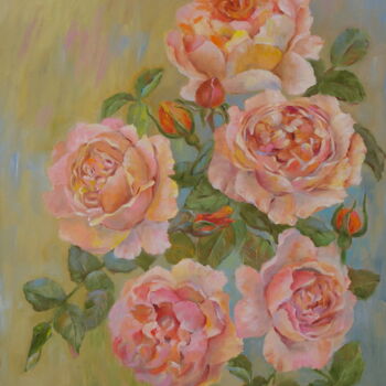 Картина под названием "Rose"Carolyn knight"" - Nadezda Krivohizina, Подлинное произведение искусства, Масло Установлен на Де…
