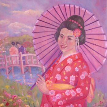 Peinture intitulée "Japan" par Nadezda Krivohizina, Œuvre d'art originale, Huile Monté sur Châssis en bois