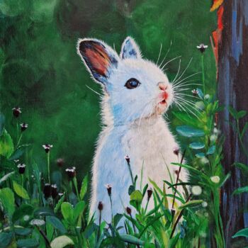 Pintura titulada "Белый кролик" por Nadezhda Nikonenko, Obra de arte original, Acrílico