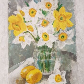 Pintura titulada "Нарциссы весной" por Nadezhda Brinke, Obra de arte original, Acrílico