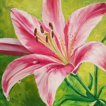 Pittura intitolato "Pink lily" da Nadezhda Brinke, Opera d'arte originale, Olio
