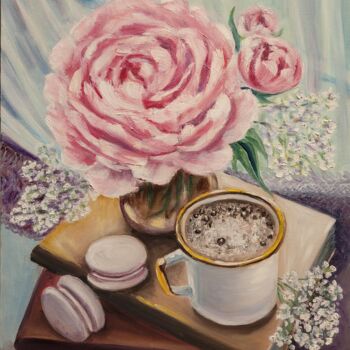 Картина под названием "Утренний кофе" - Nadezhda Brinke, Подлинное произведение искусства, Масло