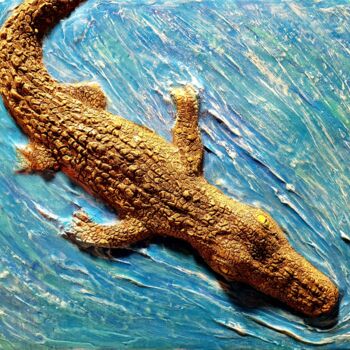 Painting titled "Crocodile" by Nadezhda Brinke, Original Artwork, Acrylic