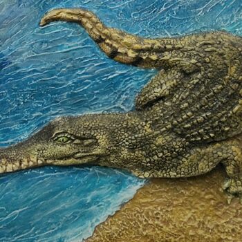 Pittura intitolato "Крокодил-1" da Nadezhda Brinke, Opera d'arte originale, Acrilico