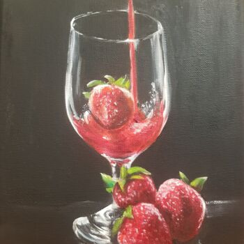 Schilderij getiteld "Juicy strawberries" door Nadezhda Brinke, Origineel Kunstwerk, Olie