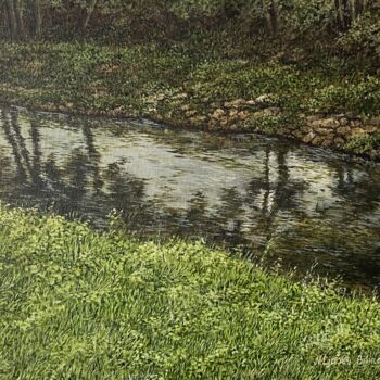 Painting titled "On the banks of the…" by Nadezhda Gellmundova, Original Artwork, Oil Mounted on Other rigid panel