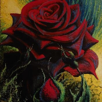 Painting titled "Роза чайная" by Nadezhda Potekhina, Original Artwork, Acrylic
