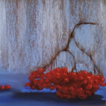 Dessin intitulée "Red and blue 2" par Nadezhda Shamkova, Œuvre d'art originale, Pastel
