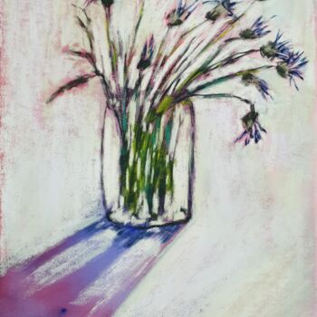 Peinture intitulée "Blue Wildflowers" par Nadezhda Shamkova, Œuvre d'art originale, Pastel