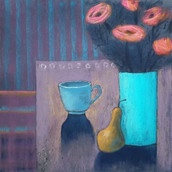 Painting titled "Purple still life" by Nadezhda Shamkova, Original Artwork, Pastel