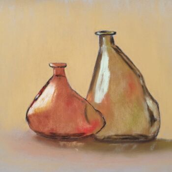 Drawing titled "Brown vases" by Nadezhda Shamkova, Original Artwork, Pastel