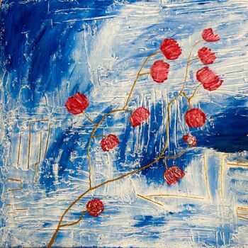 Painting titled "Coquelicots" by Nad974, Original Artwork, Acrylic Mounted on Wood Stretcher frame