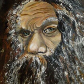 Painting titled "Homme de tribu" by Nadia Barsky, Original Artwork, Acrylic