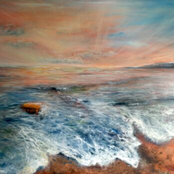 Painting titled "Fantastic sunset" by Nadia Bedei, Original Artwork, Oil