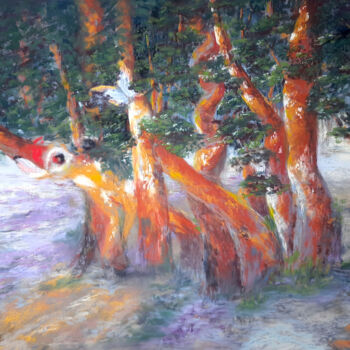 Pittura intitolato "Myrtle forest" da Nadia Bedei, Opera d'arte originale, Pastello