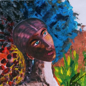 Peinture intitulée "Penseuse" par Nadia Chebah, Œuvre d'art originale, Acrylique