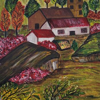 Painting titled "Country Side" by Nadia Fakhry, Original Artwork, Acrylic