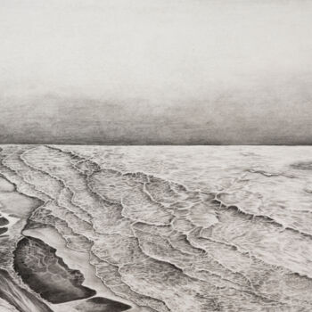 Рисунок под названием "Paysage de mer" - Nadia Fouché, Подлинное произведение искусства, Графит