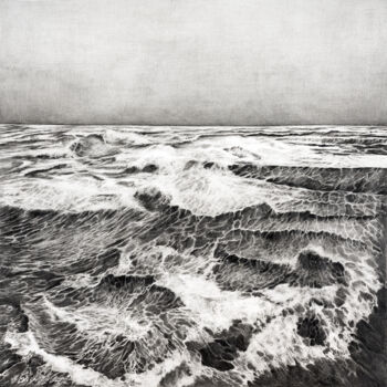 Dessin intitulée "Mer agitée" par Nadia Fouché, Œuvre d'art originale, Graphite