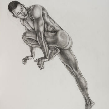 Drawing titled "Nu masculin" by Nadia Fouché, Original Artwork, Graphite