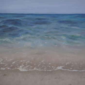 Painting titled "la plage" by Nadia Jobin, Original Artwork, Oil