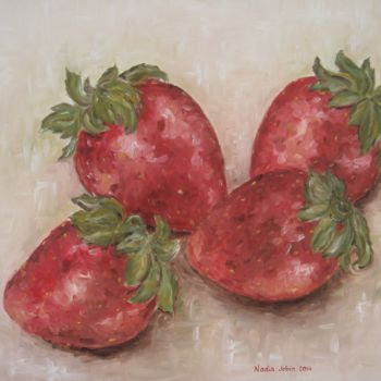 Peinture intitulée "fraises" par Nadia Jobin, Œuvre d'art originale, Huile