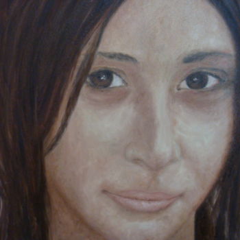 Painting titled "jeune fille" by Nadia Jobin, Original Artwork, Oil