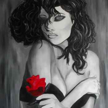 Pintura titulada "Tristesse à la rose" por Nadia Loriot, Obra de arte original, Oleo