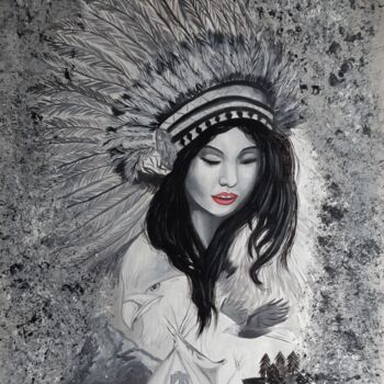 Pintura titulada "L'indienne des rêves" por Nadia Loriot, Obra de arte original, Oleo