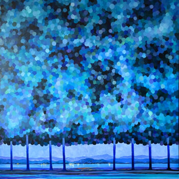 Картина под названием "Lago di Garda" - Nadia Lysakowska, Подлинное произведение искусства, Акрил Установлен на Деревянная р…