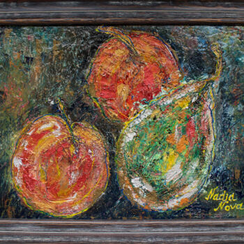 Painting titled "Apples and pear" by Nadia Nova, Original Artwork, Acrylic