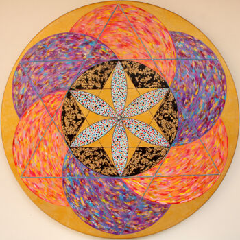 Картина под названием "Mandala "Pearl of t…" - Nadia Nova, Подлинное произведение искусства, Акрил