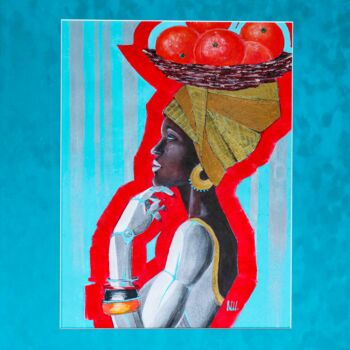 Painting titled "Cyborg Woman GRADE 2" by Nadia Sh. Mikhailo, Original Artwork, Acrylic