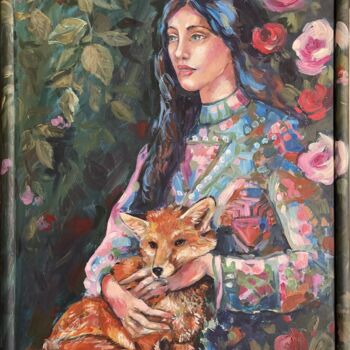 Painting titled "DIANA" by Nadia Siemek, Original Artwork, Acrylic Mounted on Wood Stretcher frame