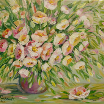 Painting titled "Flovers" by Nadia Siemek, Original Artwork, Acrylic Mounted on Wood Stretcher frame