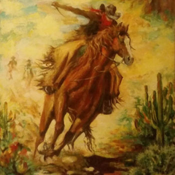 Painting titled "Cowboy" by Nadia Vorotilo, Original Artwork, Oil