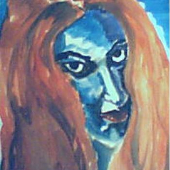 Disegno intitolato "Self blue" da N A, Opera d'arte originale