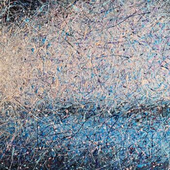Картина под названием "Large blue sky abst…" - Nadiia Antoniuk, Подлинное произведение искусства, Акрил