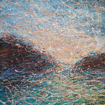 Pittura intitolato "Large Landscape sea…" da Nadiia Antoniuk, Opera d'arte originale, Acrilico