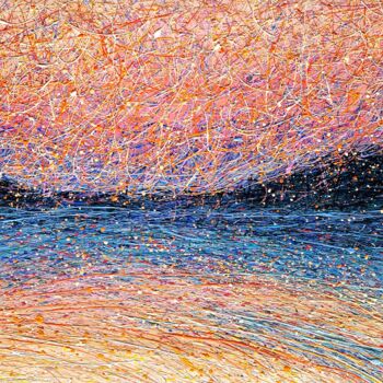 Painting titled "Sunset abstract lan…" by Nadiia Antoniuk, Original Artwork, Acrylic