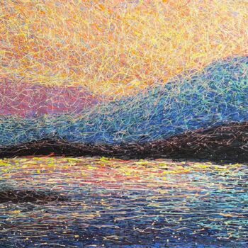 Pittura intitolato "Ocean gentle sunris…" da Nadiia Antoniuk, Opera d'arte originale, Acrilico