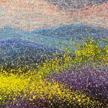 Peinture intitulée "Yellow Field, Mount…" par Nadiia Antoniuk, Œuvre d'art originale, Acrylique Monté sur Châssis en bois