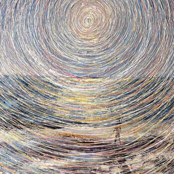 Картина под названием "Sun abstraction Whi…" - Nadiia Antoniuk, Подлинное произведение искусства, Акрил Установлен на Деревя…