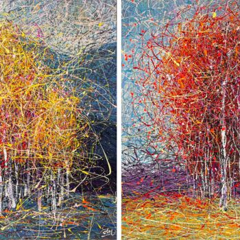 Картина под названием "The colors of the j…" - Nadiia Antoniuk, Подлинное произведение искусства, Акрил Установлен на Деревя…