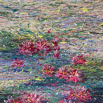 Pintura intitulada "Sun, water and pink…" por Nadiia Antoniuk, Obras de arte originais, Acrílico